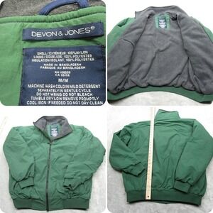 Devon &‎ Jones Jacket Mens Medium Green Full Zip Fleece Lined Water Resistant